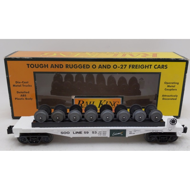 MTH 30-76697 SOO Line O Gauge RailKing Flat Car w/Wheel Set EX/Box