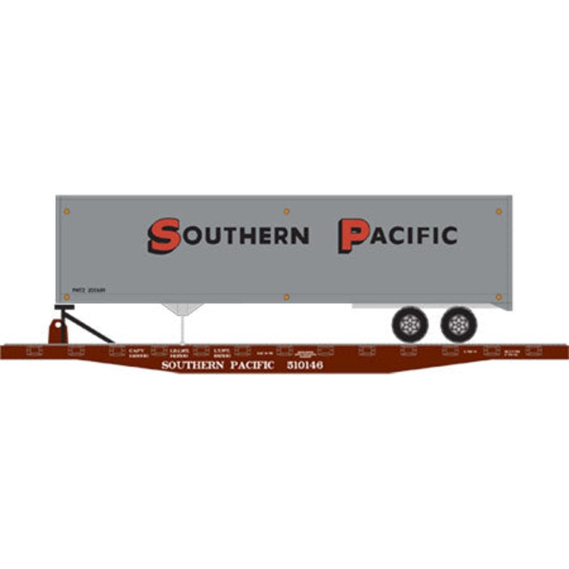 Athearn 72424 HO Scale Southern Pacific 50′ Flat w/40′ Trailer #510146 NIB