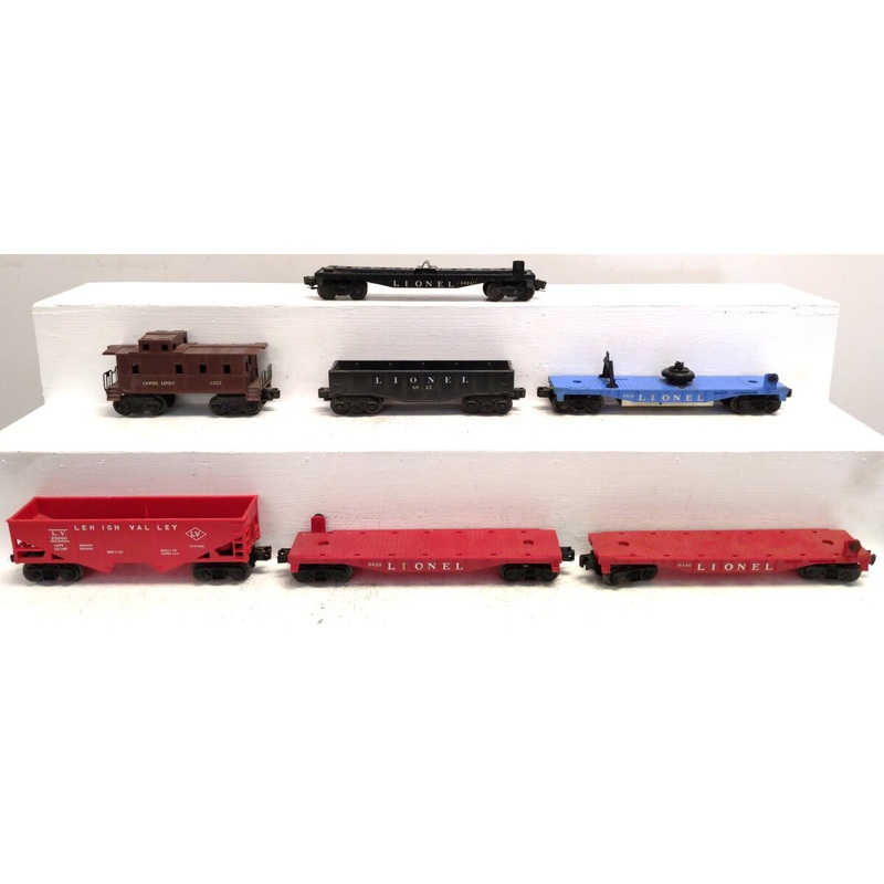 Lionel Vintage O Assorted Freight Cars: 6476, 3410, 6424, 6032, 6037, 6440 [7] VG