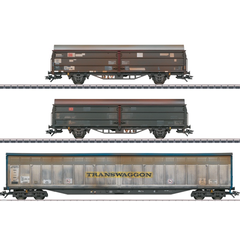 Marklin 47349 HO Scale Sliding Wagon DB Boxcar 3-Car Set NIB