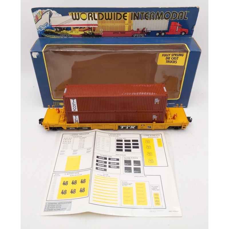 K-Line K779318 O Gauge MOL DTTX Well Car w/2 Tiphook Containers #72182 VG/Box