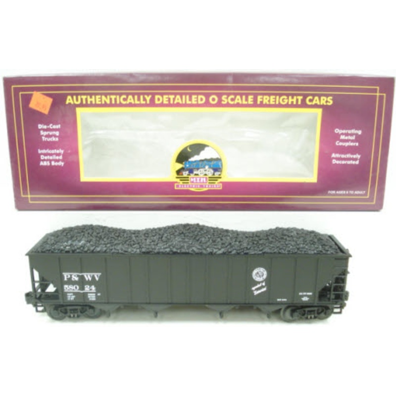 MTH 20-97498 O Gauge Pittsburgh & West Virginia 4-Bay Hopper #58029 w/ Coal LN/Box