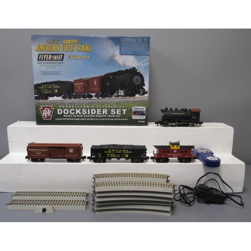 American Flyer 2217030 PRR Docksider S Gauge FlyerChief Steam Starter Train Set NIB