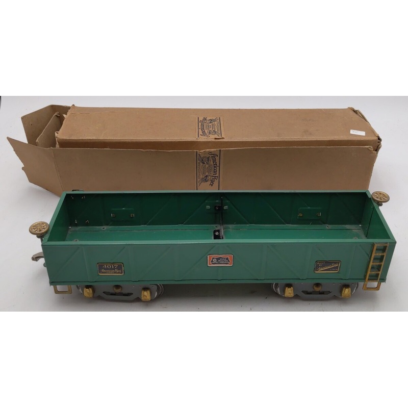 American Flyer 4017 Vintage Standard Gauge Green Tinplate Gondola EX/Box