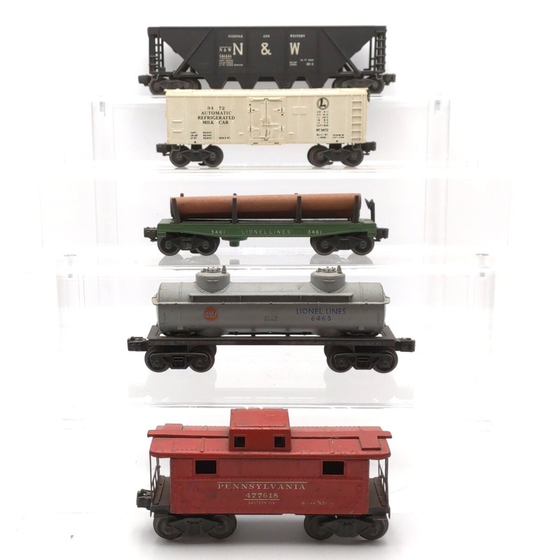Lionel Vintage O Assorted Freight Cars: 3472, 3461, 6465, 546446, 477618 [5] VG