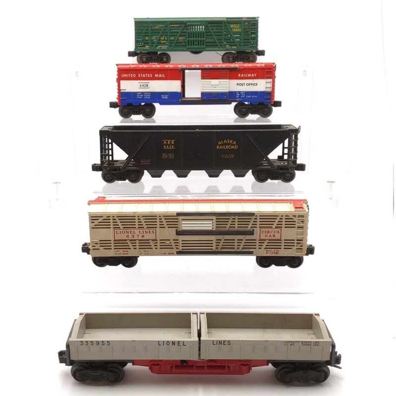 Lionel Vintage O Assorted Freight Cars: 6636, 6428, 3370, 6376, 335955 [5] VG