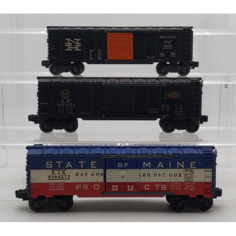 Lionel Vintage O Assorted Boxcars: 6464-225, 6464-275, 6464-425 [3] VG