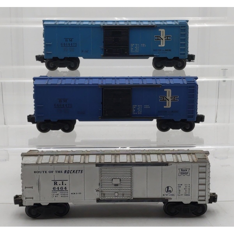 Lionel Vintage O Assorted Boxcars: 6464-475, 6464-175 [3] VG