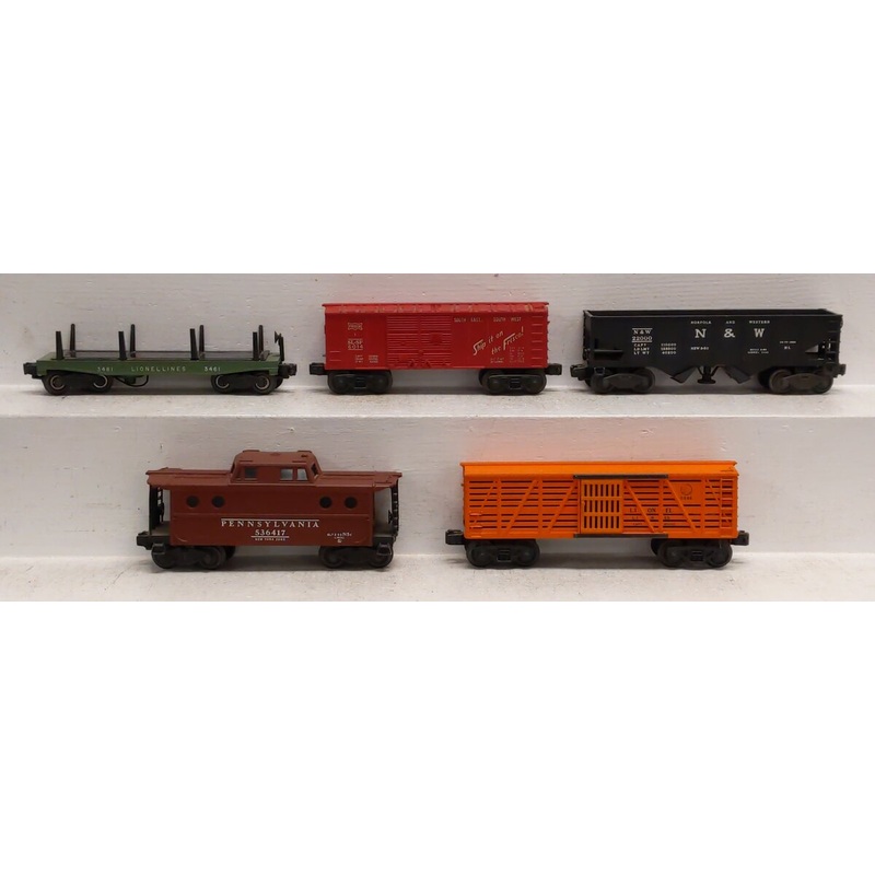 Lionel Vintage O Assorted Freight Cars: 3461, 3456, 6014, 6646, 6417 [5] VG