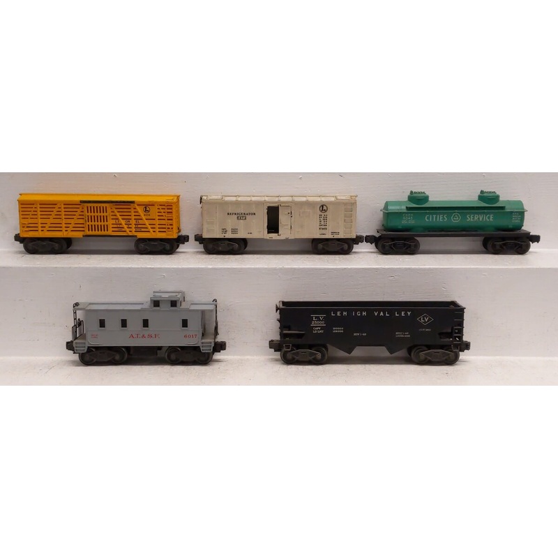 Lionel Vintage O Assorted Freight Cars: 6017, 6045, 6456, 6472, 6656 [5] VG