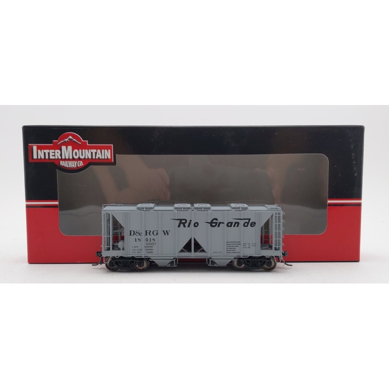 InterMountain 48602-05 HO Scale D&RGW 1958 Cu Ft 2-Bay Hopper Car #18418 EX/Box