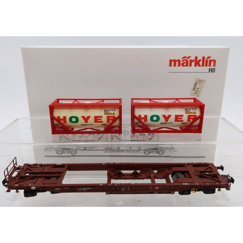 Marklin 47452 HO Scale Hoyer DB Flat Cars with Containers EX/Box