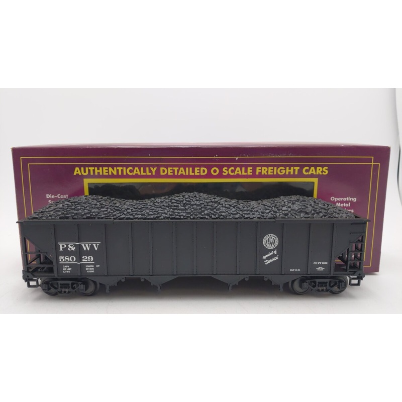 MTH 20-97498 O Gauge Pittsburgh & West Virginia 4-Bay Hopper #58029 w/ Coal EX/Box