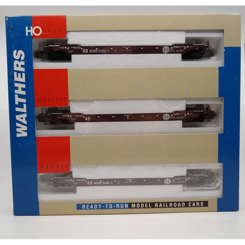 Walthers 932-34306 HO BNSF All Purpose Draw Barred 3-Unit Husky Stack NIB