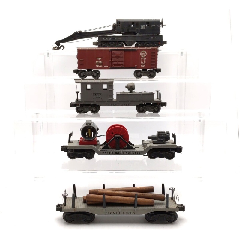 Lionel Vintage O Assorted Freight Cars: 2460, 2420, 3650, 2411, 96743 [5] VG