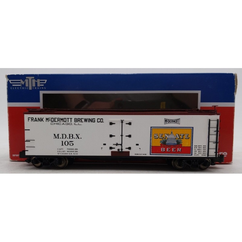 MTH 35-78016 S Gauge Senate Beer 40′ Woodsided Reefer Car #105 EX/Box