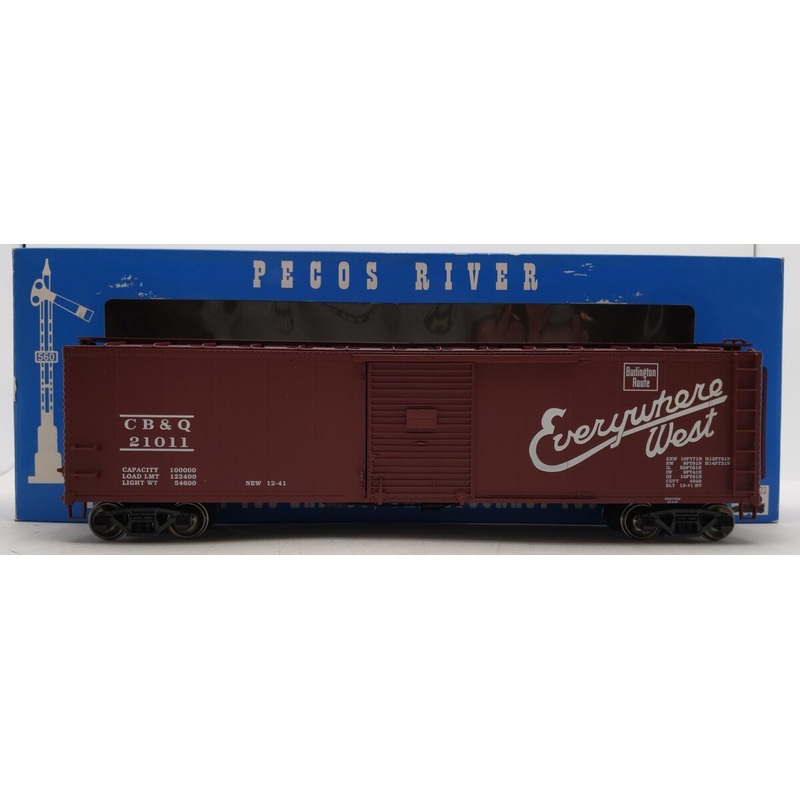Pecos SB-0304-2 O Scale CB&Q Single Door Boxcar (2 Rail) EX/Box