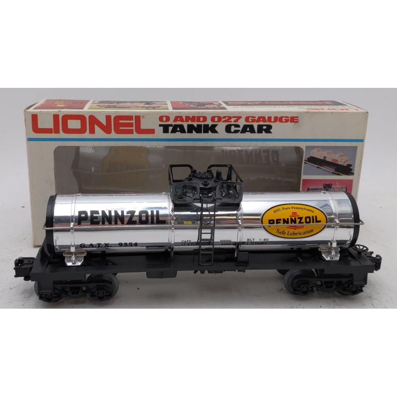 Lionel 6-9354 Pennzoil Chrome Plated Single Dome Tank Car EX/Box