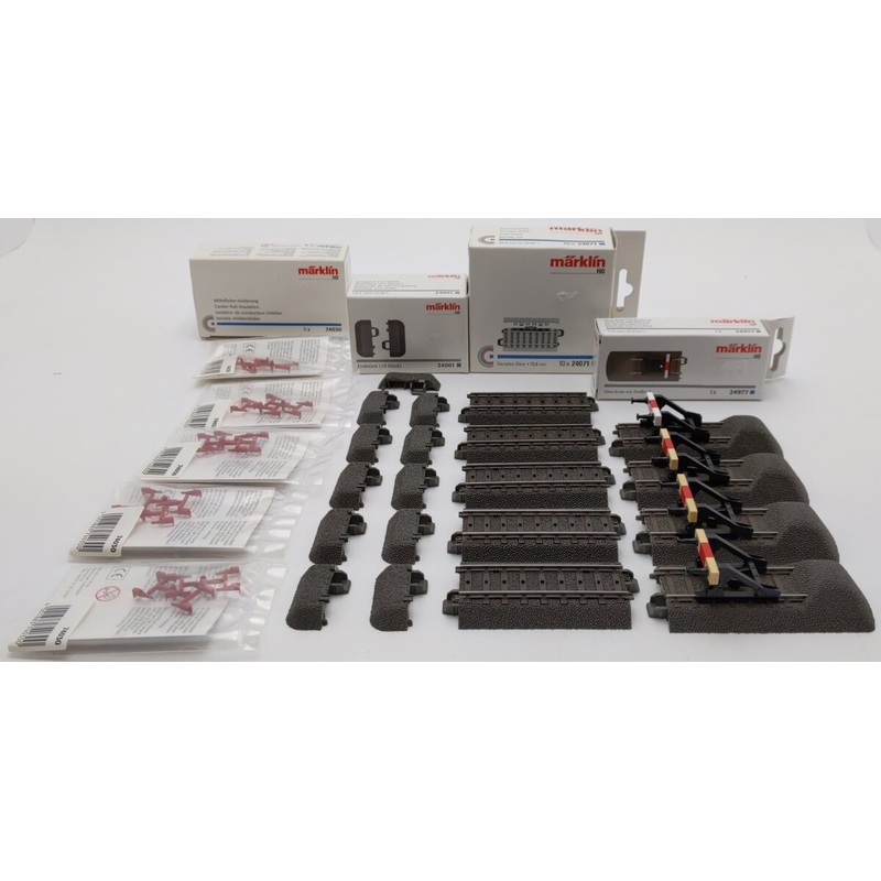 Marklin 24071 Small Track 5, 24001 End Pieces 11, 24977 Bumper 4, 74030 Rail 5 EX/Box