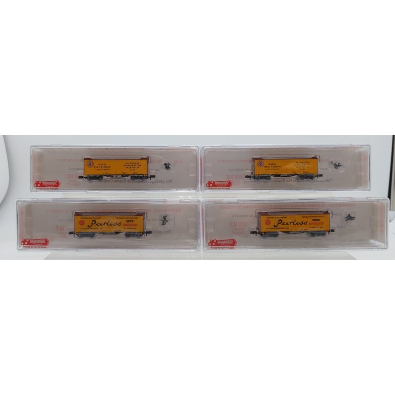 Roundhouse Assorted N Scale 36′ Old Time Billboard Reefer Cars [4] EX/Box