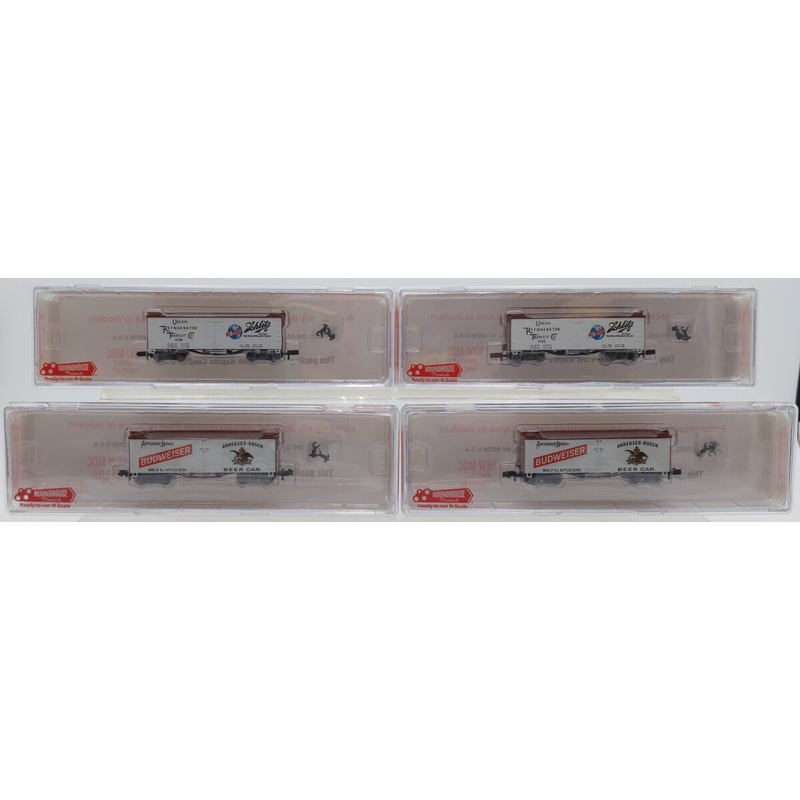 Roundhouse Assorted N Scale 36′ Old Time Billboard Reefer Cars [4] LN/Box