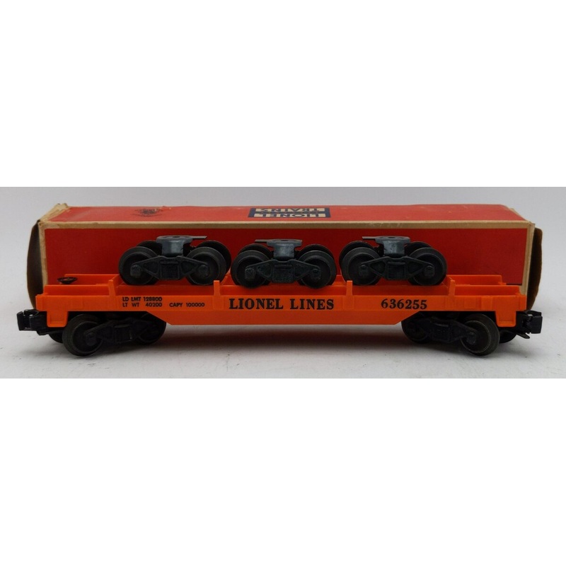Lionel 6362-55 VIntage O Flatcar w/ 3 Trucks VG/Box