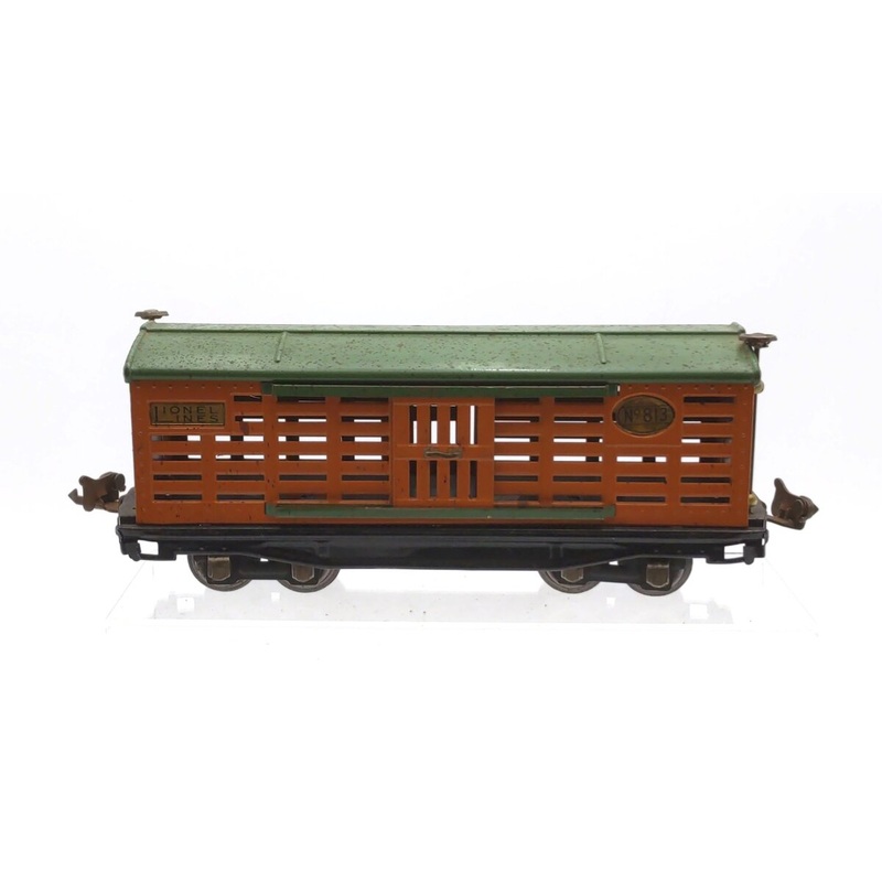 Lionel 813 Vintage O Prewar Orange Pea Green 8 Wheel Tinplate Stock Car VG