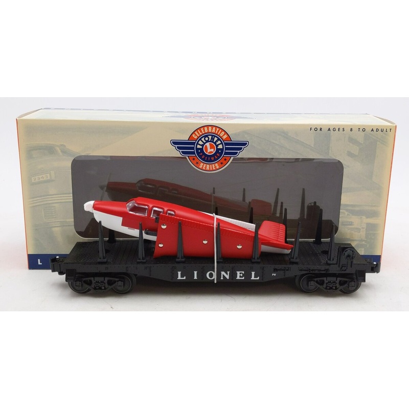 Lionel 6-29461 O Gauge 6500 PWC Flatcar w/ Airplane Red & White EX/Box