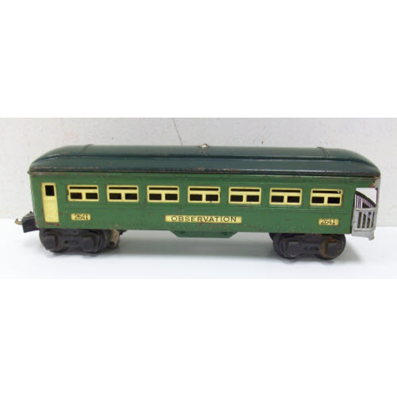 Lionel 2641 Vintage O Gauge Prewar Tinplate Illuminated Observation Car VG