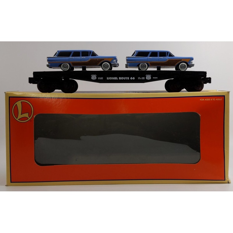 Lionel 6-17548 O Gauge Route 66 Flatcar w/Two Touring Coupes LN/Box