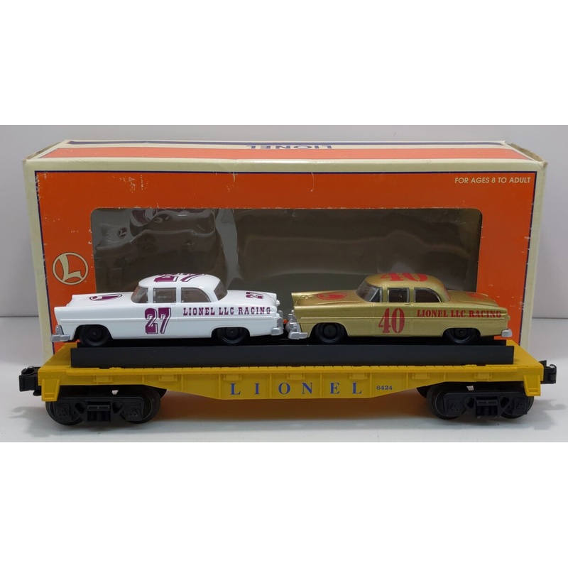 Lionel 6-19423 O Gauge Lionel Circle-L Racing Flatcar with Stock Car Load #6424 EX/Box