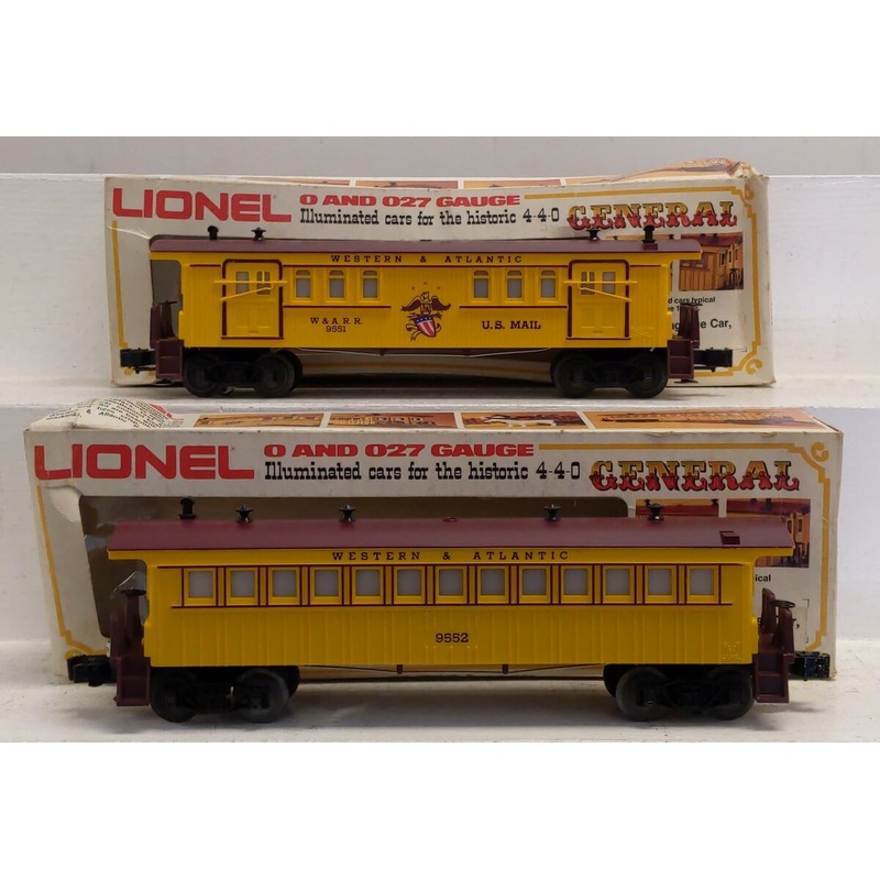 Lionel 6-9551, 6-9552 O W&ARR Baggage Car, W&ARR Passenger Car 9551, 9552 EX/Box