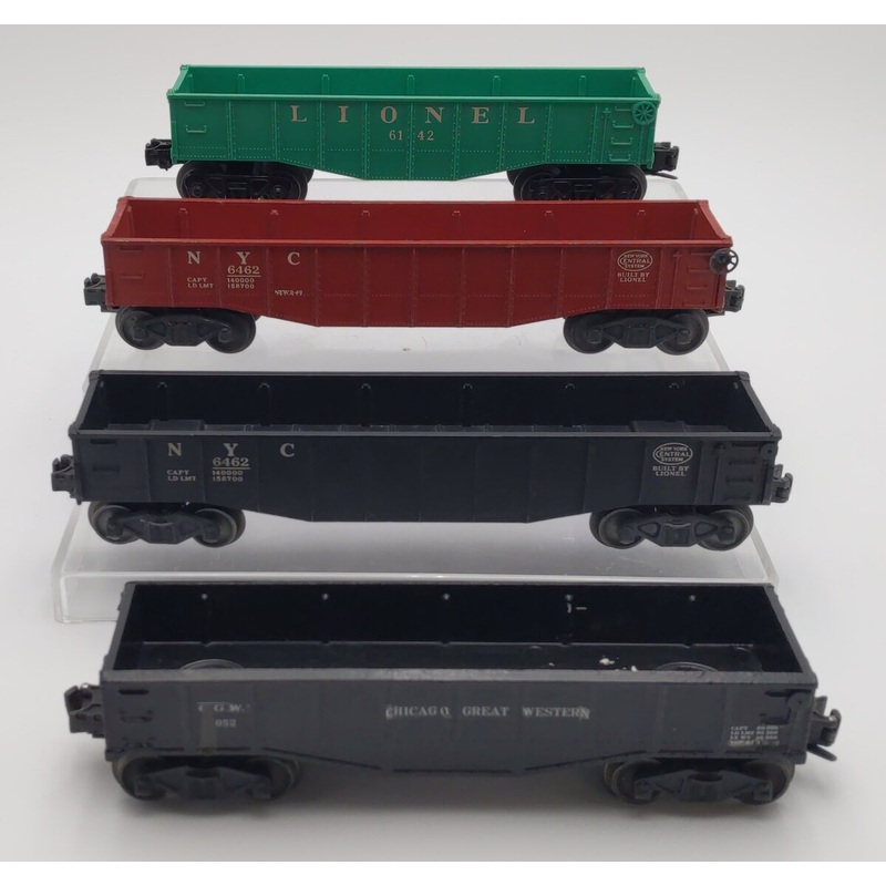 Lionel Vintage Assorted O Gauge Gondola Cars: 6112, 6142, 6462, 6462 [4] VG