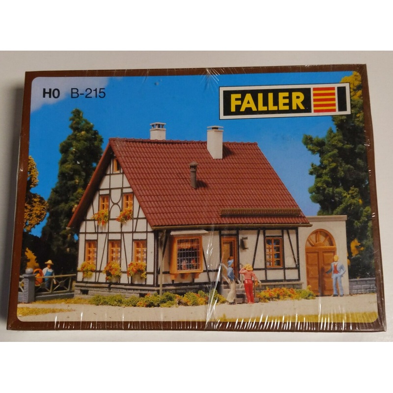 Faller B-215 HO Scale Timbered House with Garage Plastic Model Building Kit