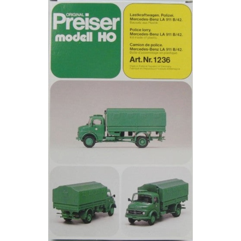 Preiser 1232 HO Scale BGS Lorry Mercedes-Benz LA 911 B/42 Plastic Model Kit
