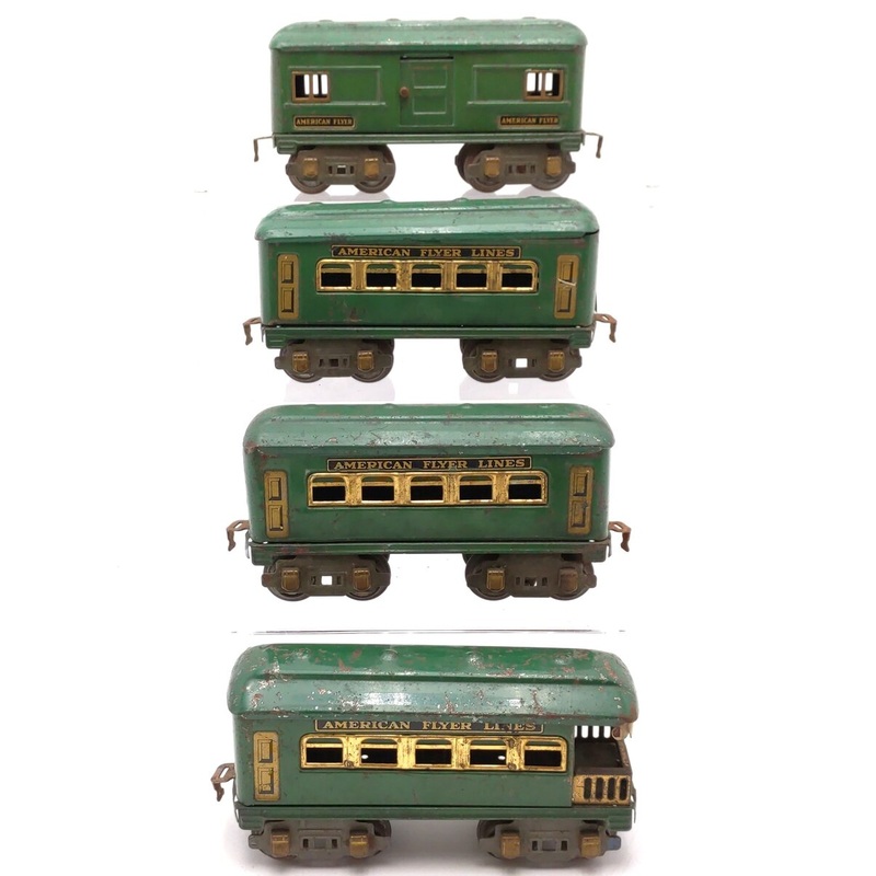 American Flyer Vintage O Prewar Passenger Cars: 1213, 1214, 1217 [4] VG