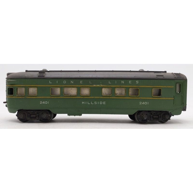 Lionel 2401 Vintage O Lionel Lines Green/Gray Hillside Observation Car VG