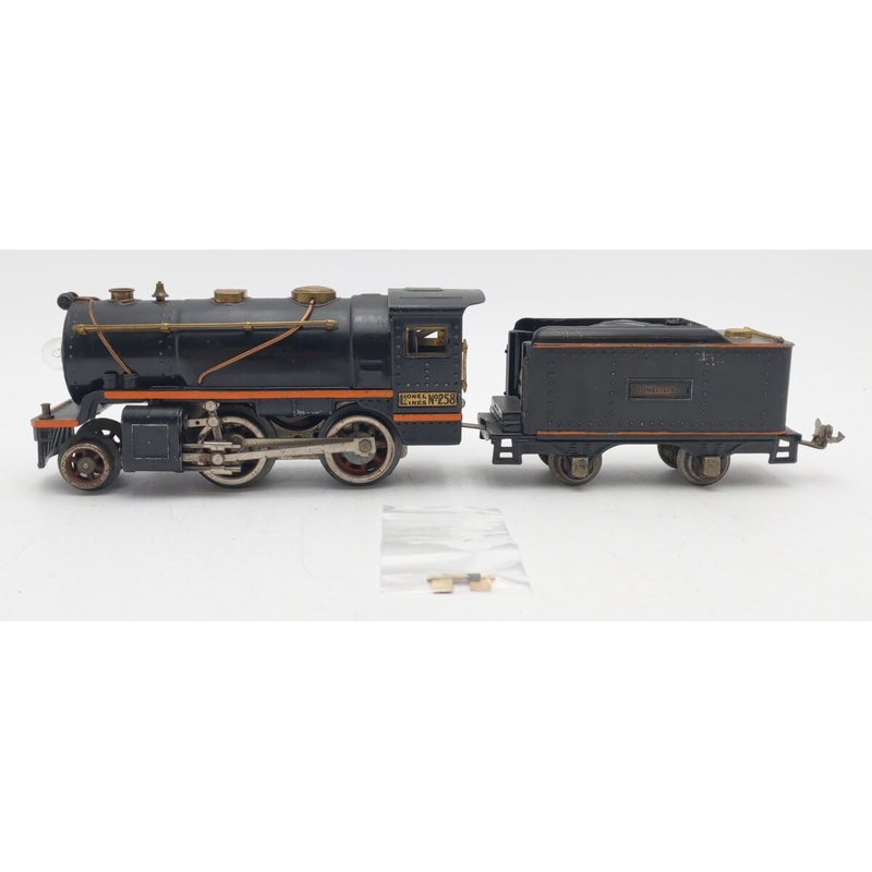 Lionel 258 Vintage O Prewar Tinplate 2-4-0 Steam Locomotive and Tender VG