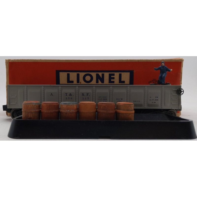 Lionel 3562-25 Vintage O Gray AT&SF Operating Barrel Car with Blue Letters VG/Box