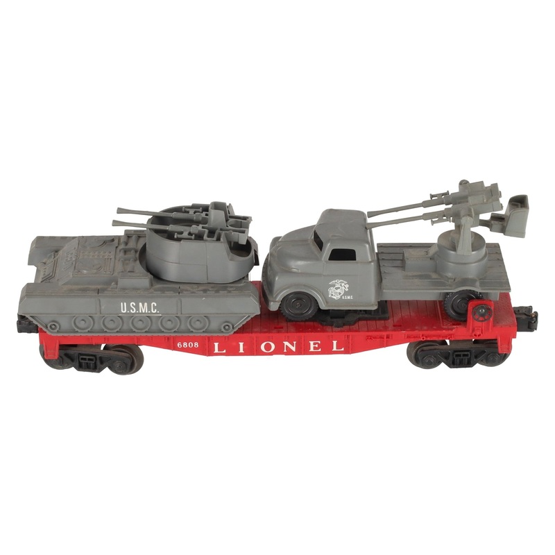 Lionel 6808 Vintage O Flatcar w/ PYRO MIlitary Truck & M19 Gun Motor Carriage VG
