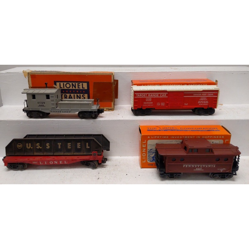 Lionel Vintage O Gauge Assorted Freight Cars:  6448, 6802, 6419-25, 6437 [4] VG