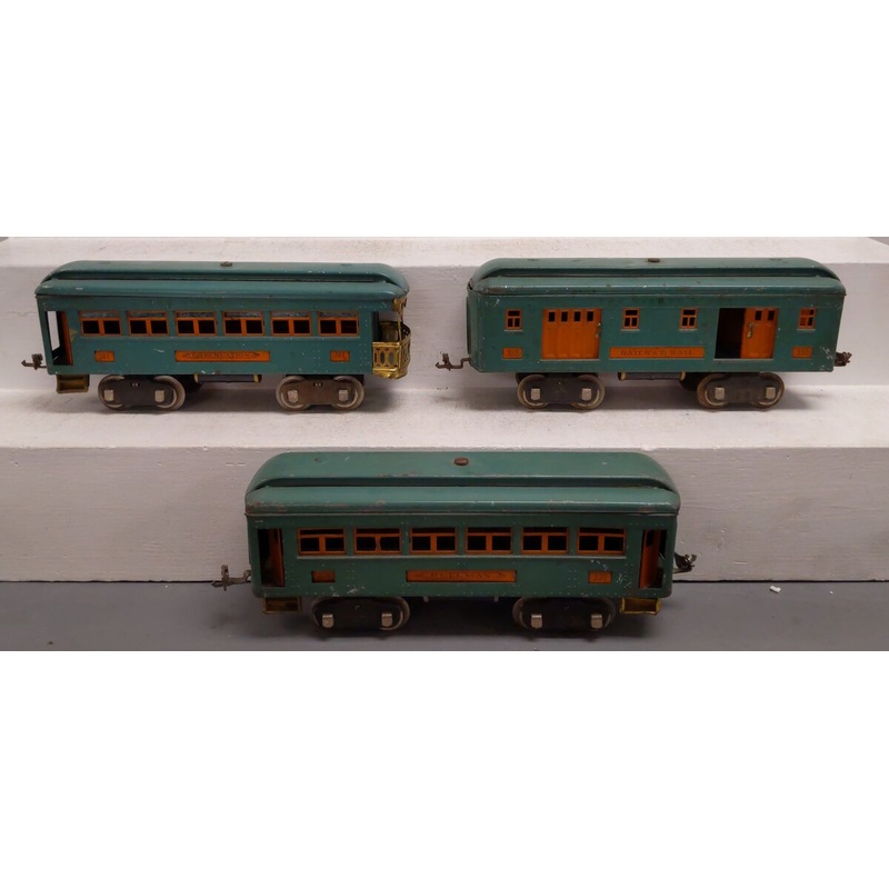 Lionel Vintage O Gauge Tinplate Passenger Cars: 332, 339, 341 [3] VG
