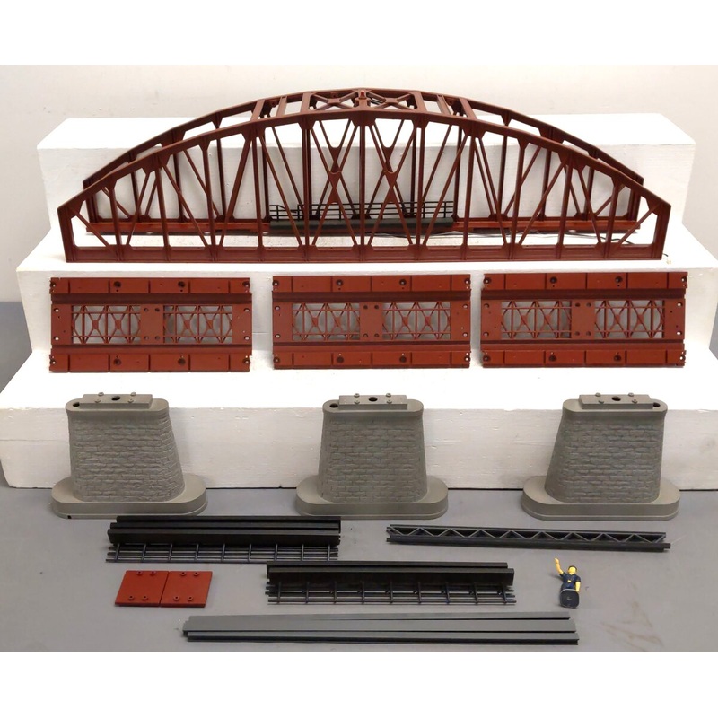 MTH 40-1031 O Gauge 30 Inch Rust Colored Steel Arch Bridge w/ Piers EX