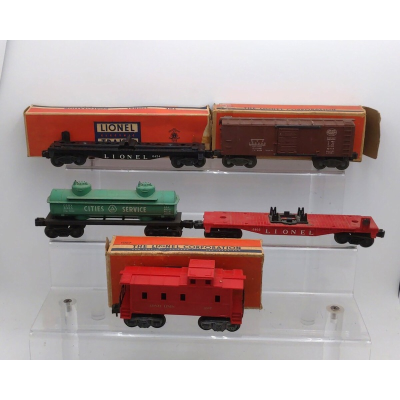 Lionel Vintage O Gauge Postwar Freight Cars: 1007, 6424, X6454, 6465, 6803 [5] VG