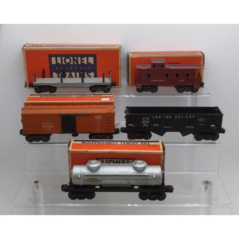 Lionel Vintage O Gauge Postwar Freight Cars: 2411, 2456, X3464, 6017, 6465 [5] VG