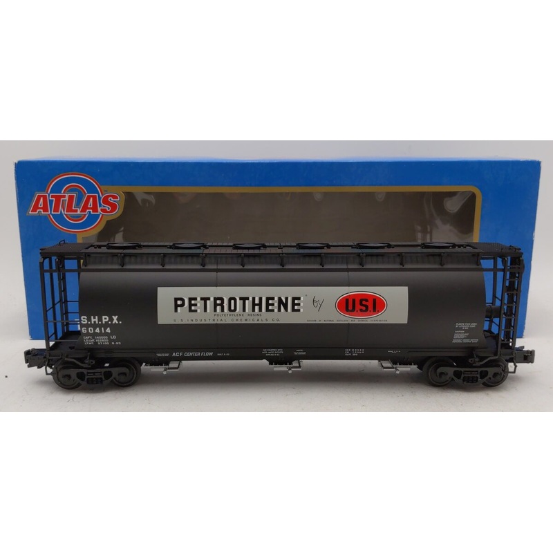 Atlas 6320-1 O scale USI Petrothene 3-Bay Cylindrical Hopper Car #60414 (3 Rail) LN/Box