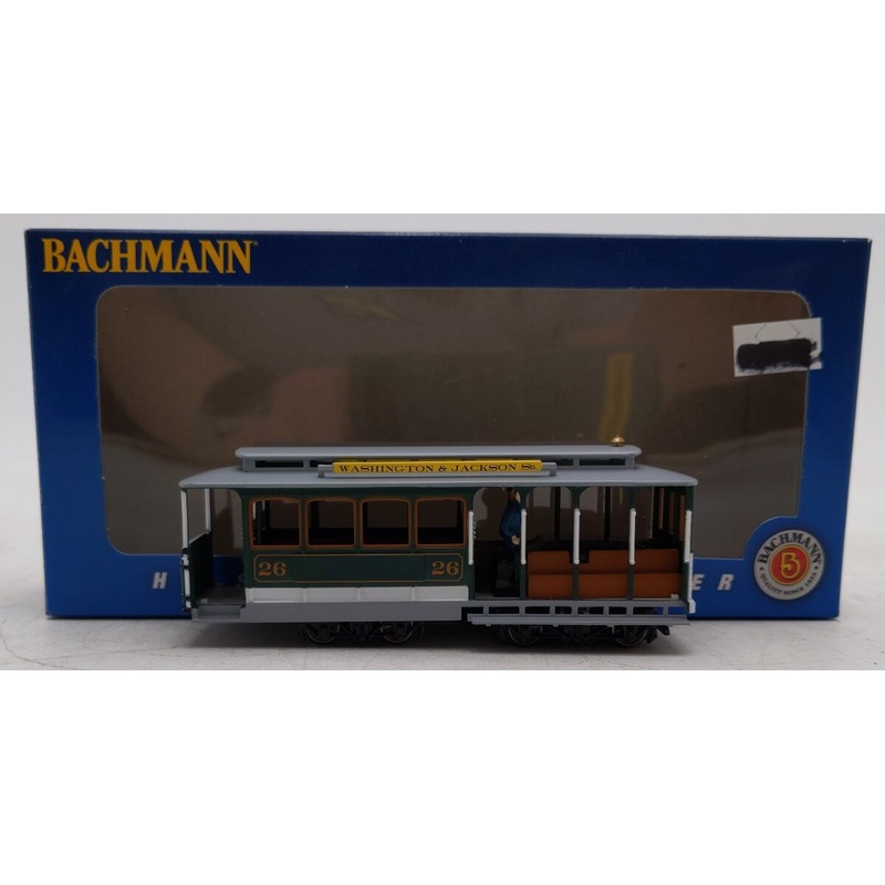 Bachmann 60536 HO Green and Gray Cable Car with Grip Man EX/Box