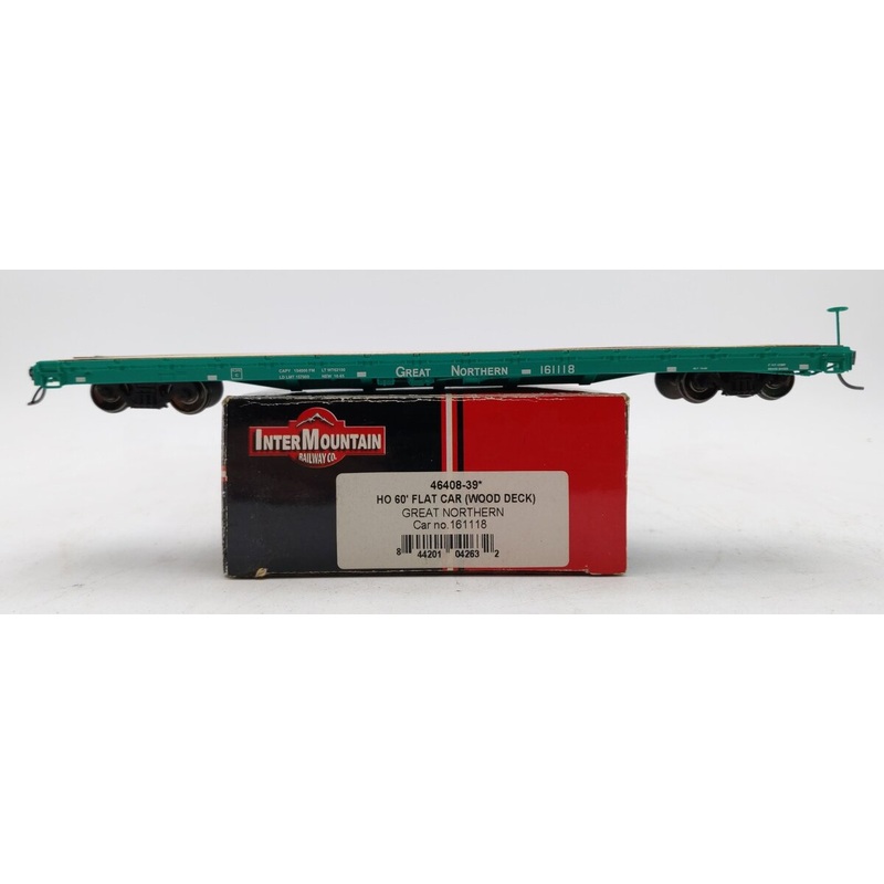 InterMountain 46408-39 HO Scale Great Northern 60′ Wood Deck Flatcar #161118 LN/Box