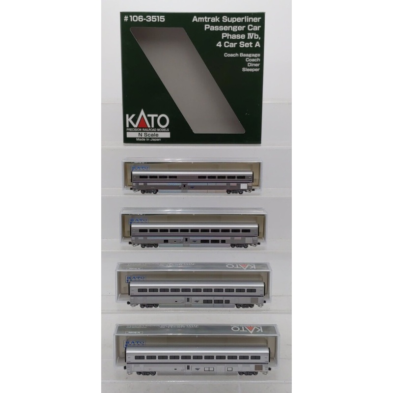 Kato 106-3515 N Scale Amtrak Superliner Phase Ivb Passenger Cars A (Set of 4) LN/Box