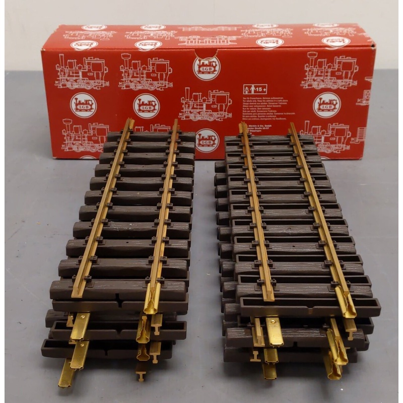LGB 10000 G Gauge 12 Inch Brass Rail Straight Track Sections (Box of 12) EX/Box